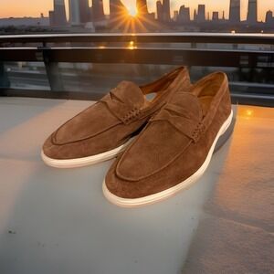 Peter Millar Brown Suede Loafers Shoes Mens Size 8.5 M